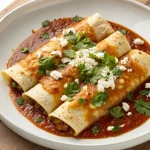A plate of fresh, hand-assembled enchiladas, a healthy and delicious meal.